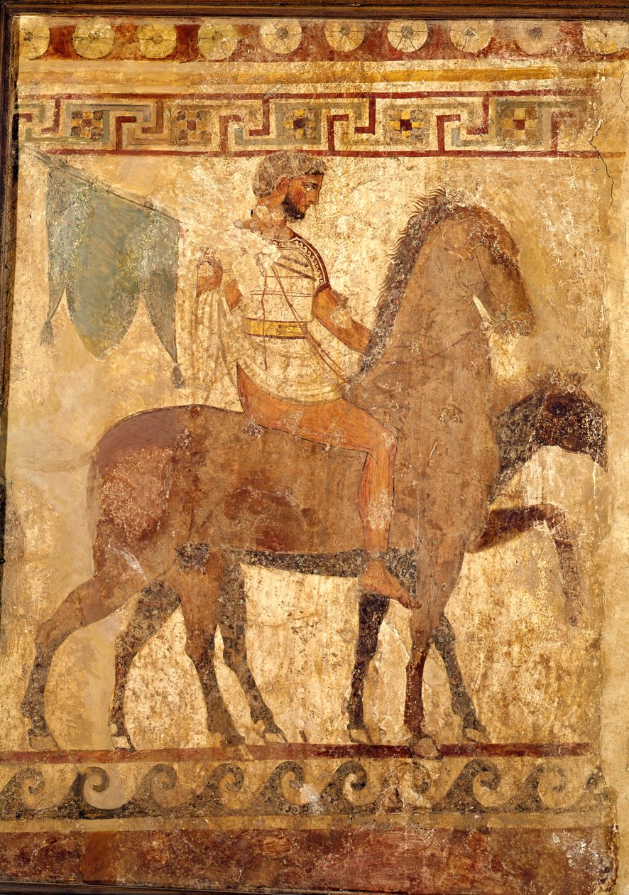 Soldier on a Horse, Funerary Painting by Greek
