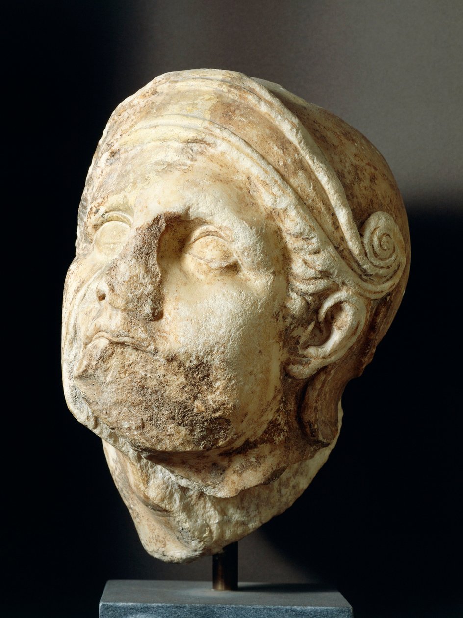 Warrior Head by Skopas from Front of Athena Alea Temple at Tegea 4th Century BC