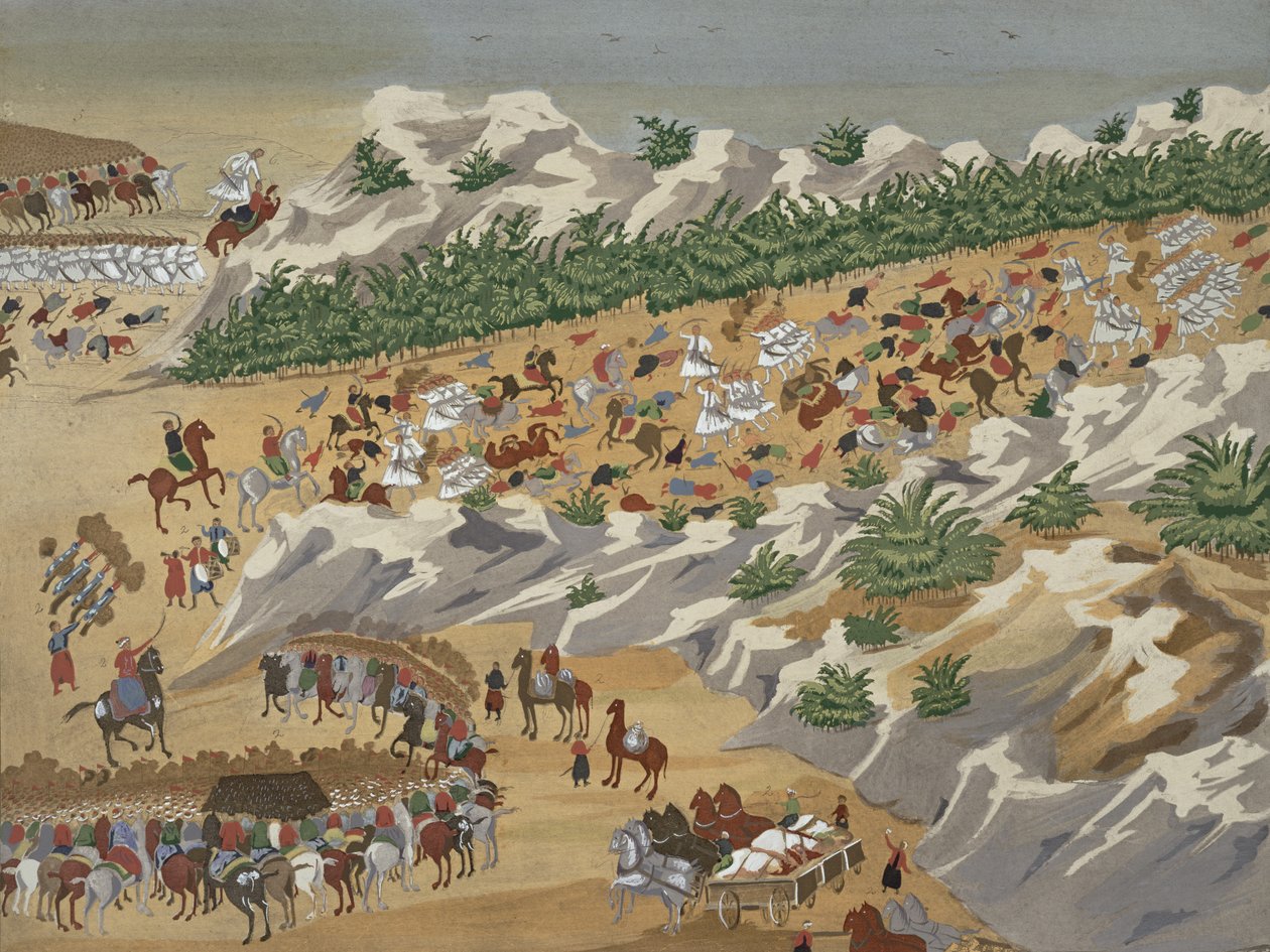 Battle of Vasilika in 1821, from the Pictorial History of the Greek War of Independence by Greek School