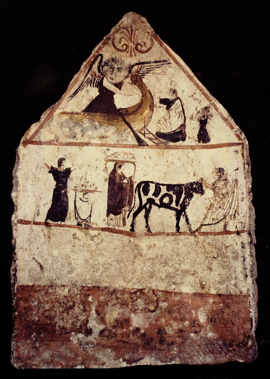 Gaudo Necropolis, Lucanian fresco tomb painting, 340 BC by Greek School