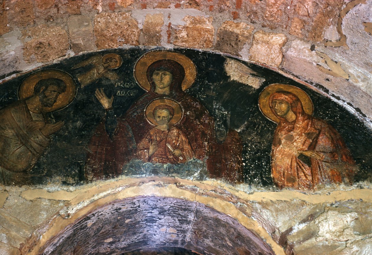 Mother of God, Narthex Wall Painting, Afendiko Church, Brontochion Monastery by Greek School