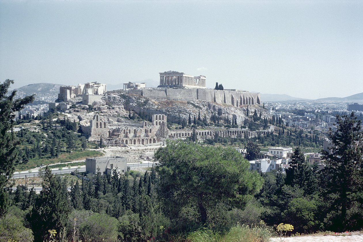 West view of the Acropolis by Greek School