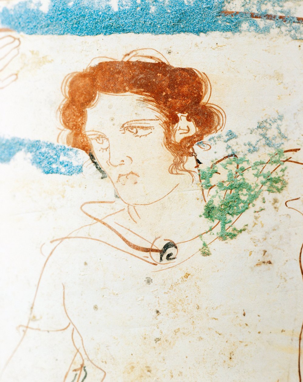 Attic Lekythos Depicting Funerary Scene with Warrior Before Tomb (detail) by Greek School