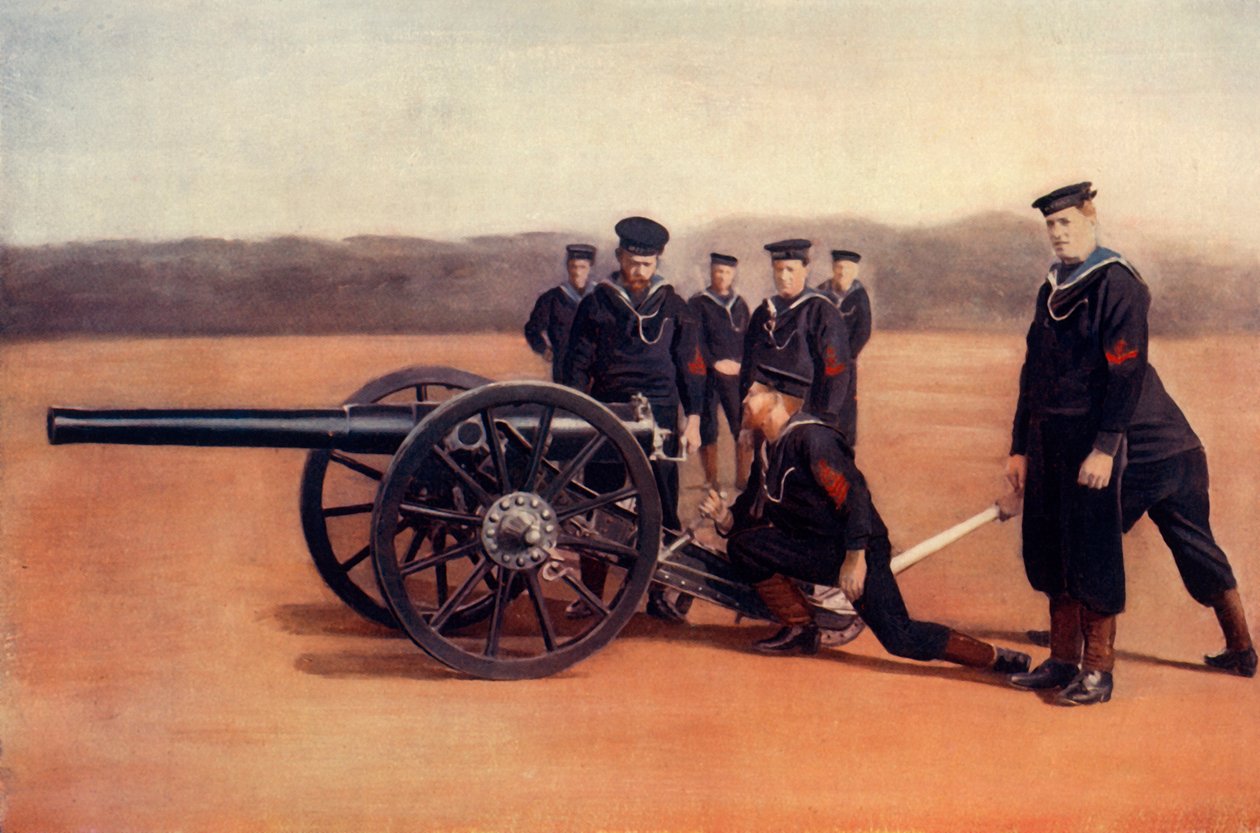 Sighting A Naval Field Gun, 1900 by Gregory and Co