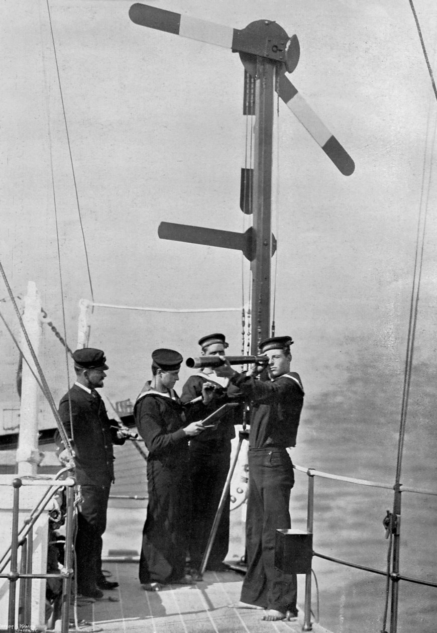 Signalling by Semaphore on Board HMS Camperdown, 1895 by Gregory and Co