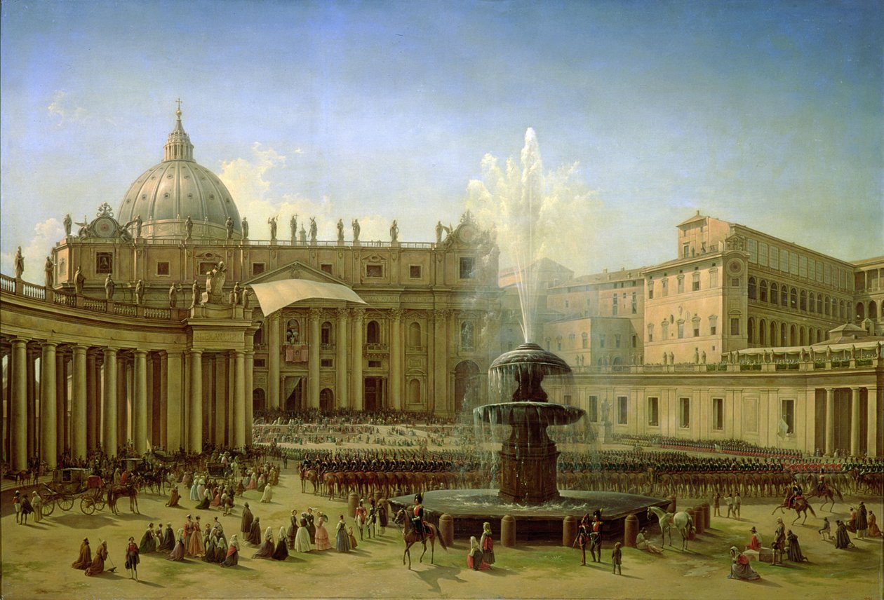 The Piazza San Pietro in Rome at the time of a Papal Blessing by Grigori Grigor