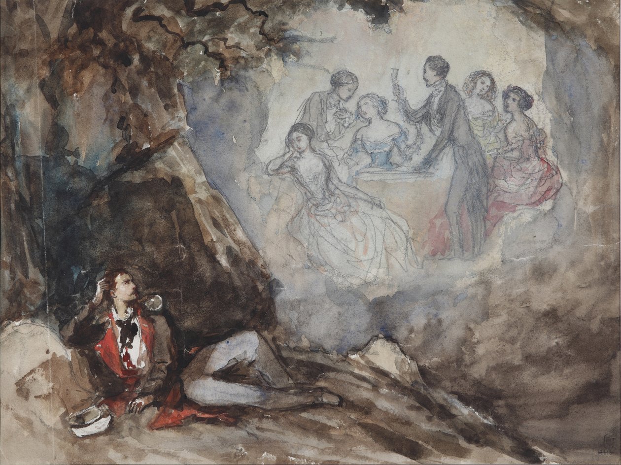 Illustration to the Poem The Dream by M. Lermontov, Mid 19th Century by Grigori Grigorevich Gagarin