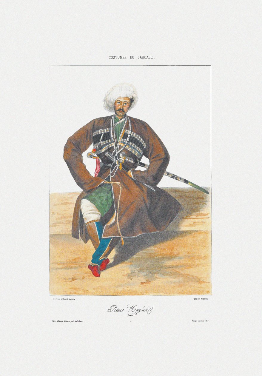 Prince Kazbek of Ossetia From: Scenes, paysages, meurs et costumes du Caucase by Grigori Grigorevich Gagarin