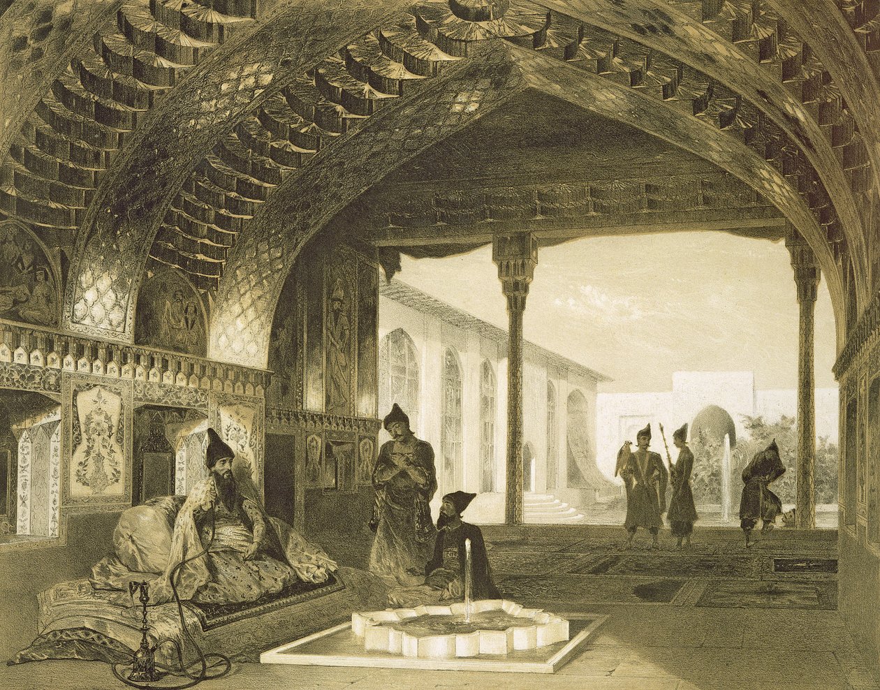 The Hall of Mirrors in the Palace of the Sardar of Yerevan, Armenia, plate 17 from a book on the Caucasus, engraved by Charles Claude Bachelier and Celestin Francois Nanteuil, published by Alfred by Grigori Grigorevich Gagarin
