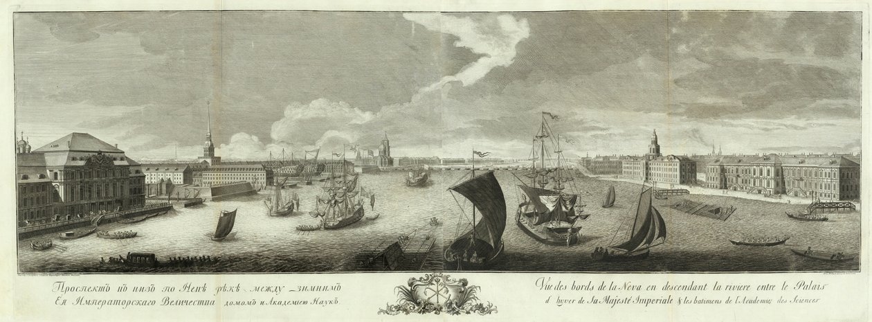 View of the Neva Downstream between the Winter Palace and the Academy of Sciences Book to the 50th anniversary of St Petersburg by Grigory Anikeevich Kachalov