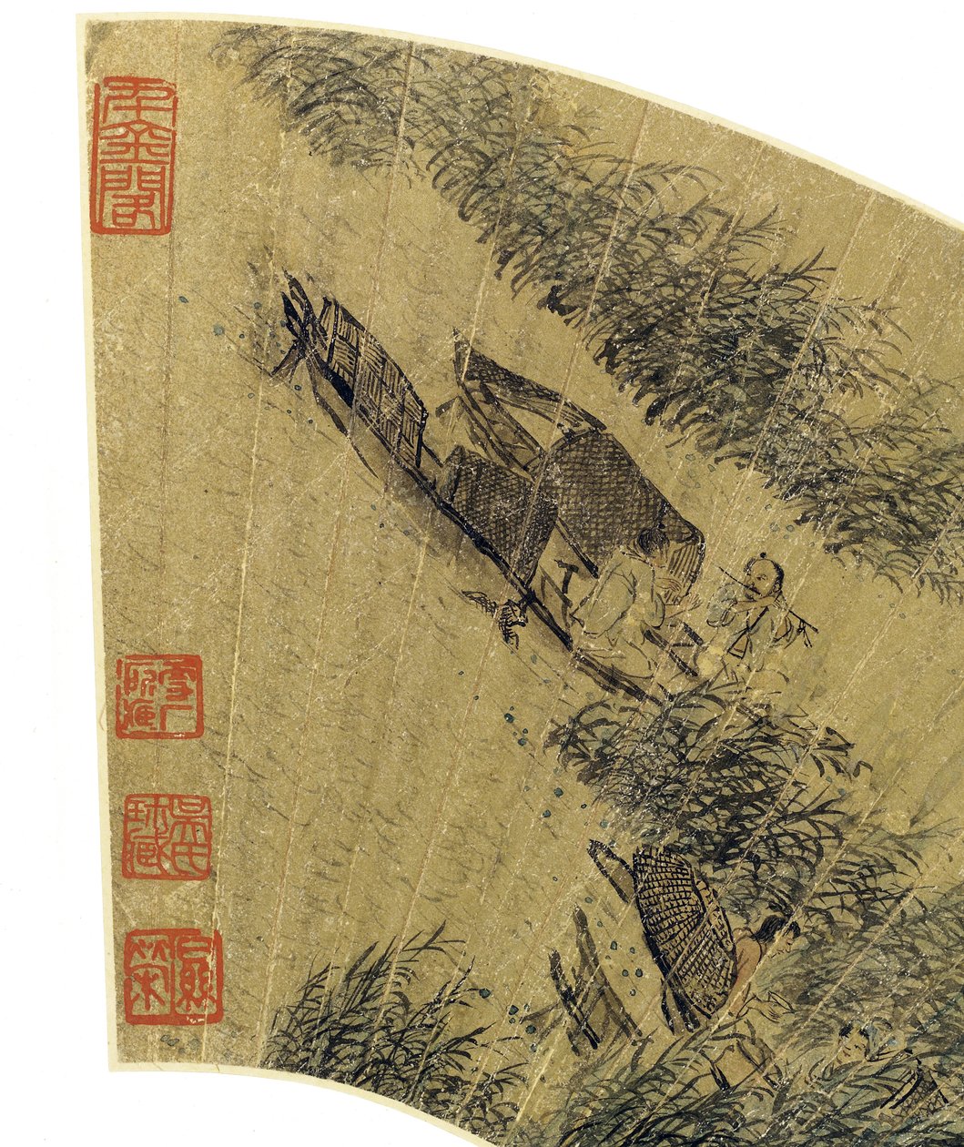 Fishermen in Boats, Reveling on the Edge of a River (detail) by Gu Qian
