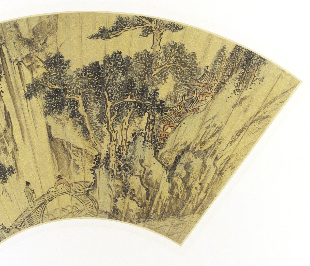 Mountainous Landscape with Two Figures on a Bridge, 1558 (detail) by Gu Qian