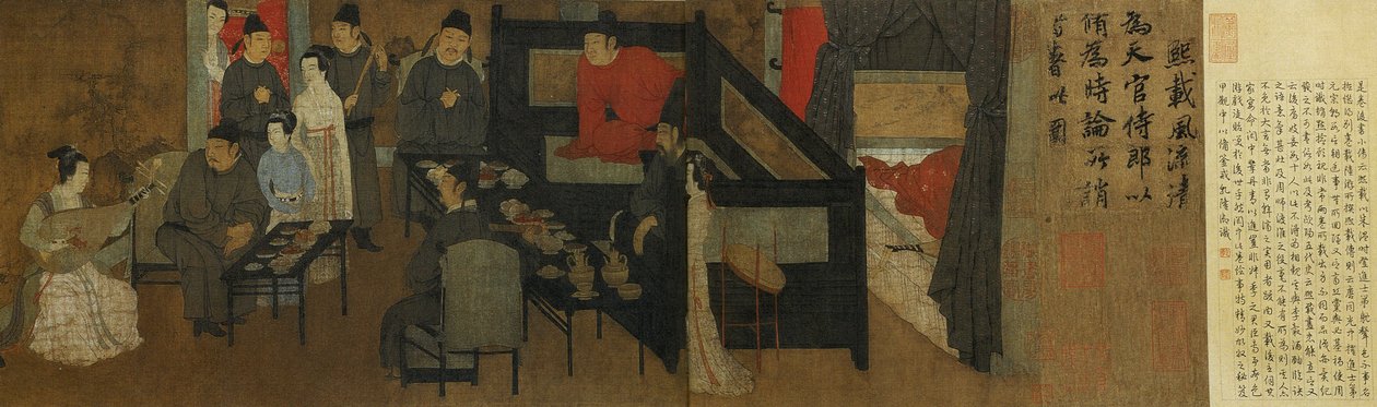 Night Revels of Han Xizai (Detail) by Gu Hongzhong (after)