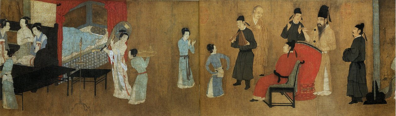 Night Revels of Han Xizai (Detail) by Gu Hongzhong (after)