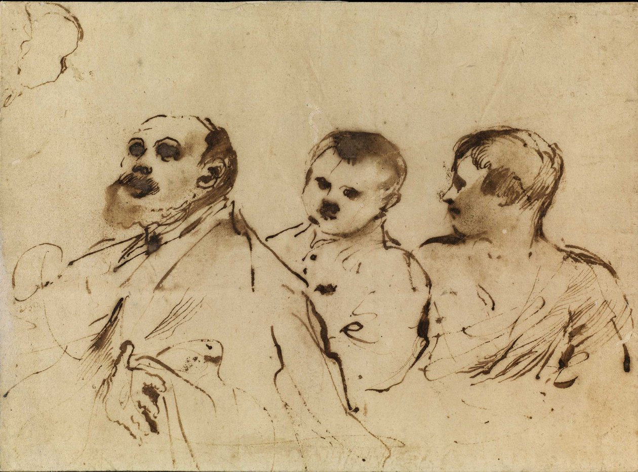 A Bishop with Two Children by Guercino