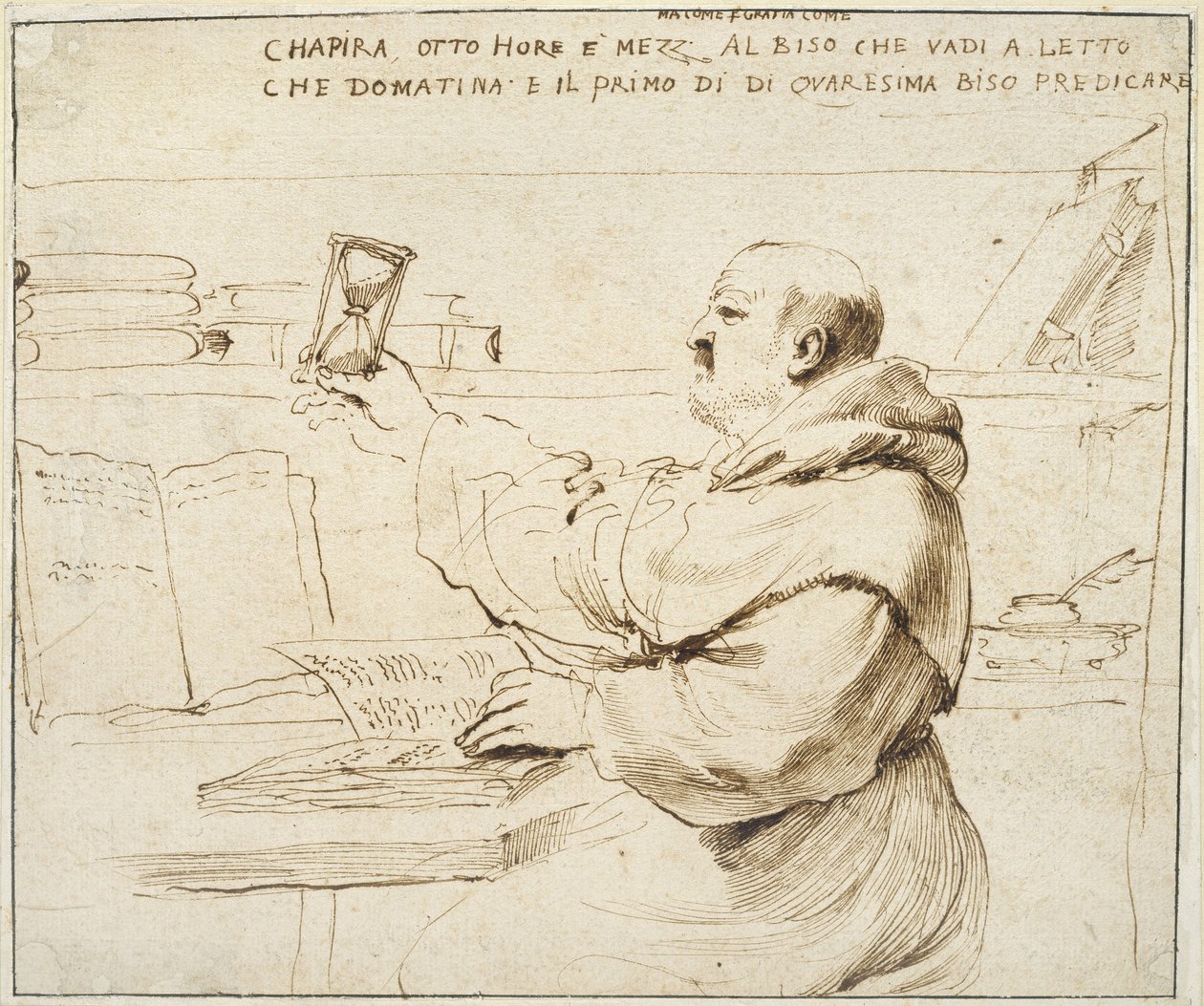 Caricature of Fra Bonaventura Bisi, 1655-1659 by Giovanni Francesco Barbieri