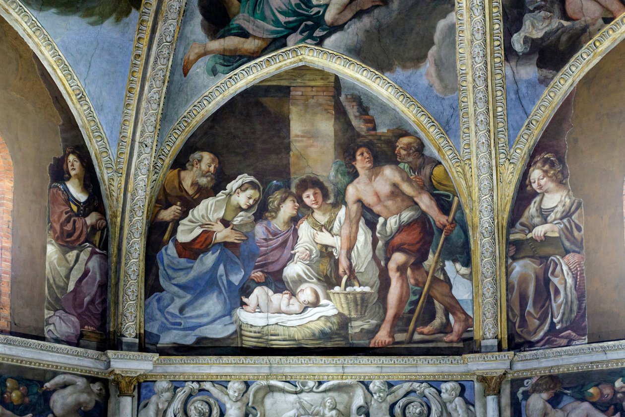 Fresco Depicting the Adoration of the Shepherds by Guercino (1591 1666)