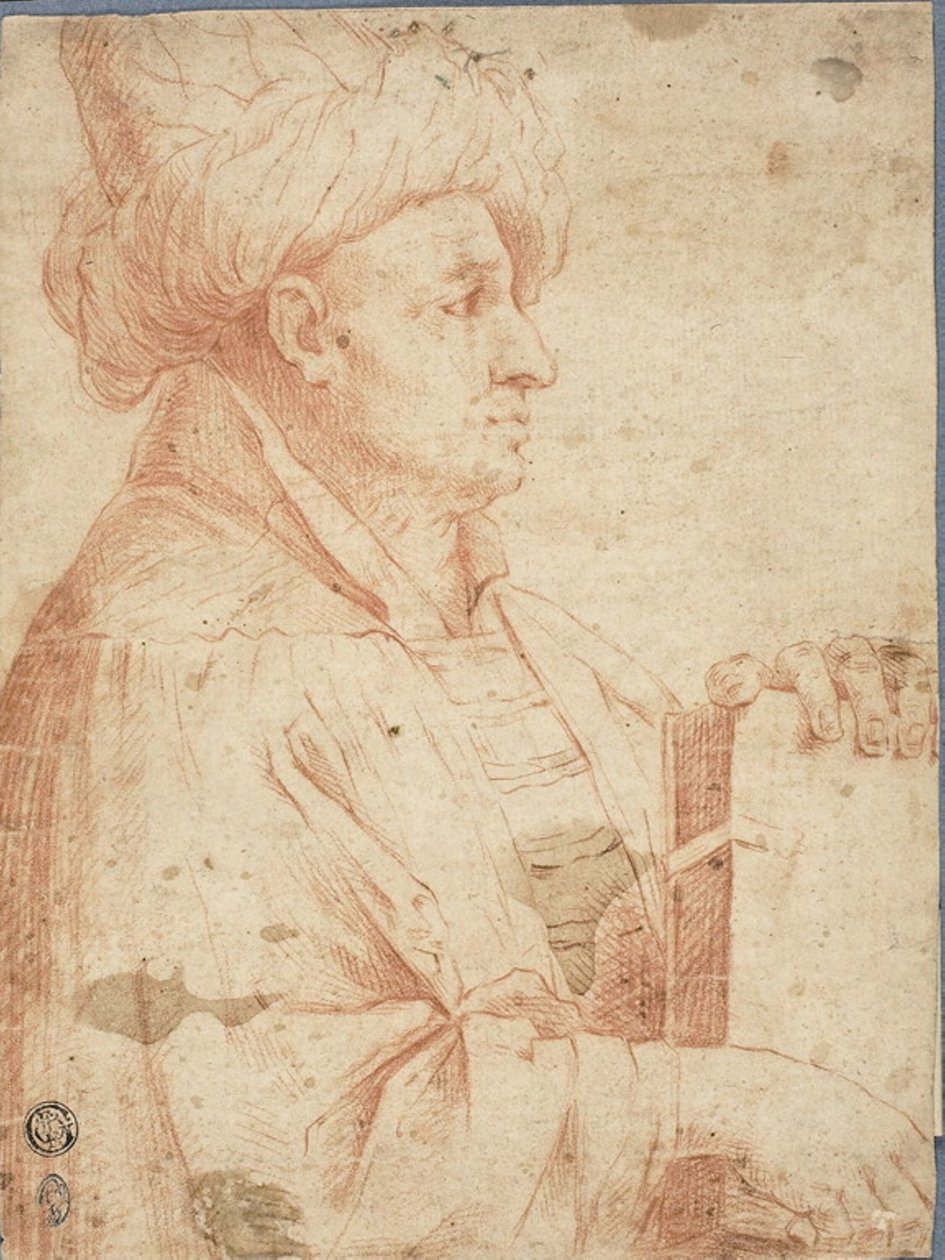 Bust of Turbanned Man with a Book by Guercino