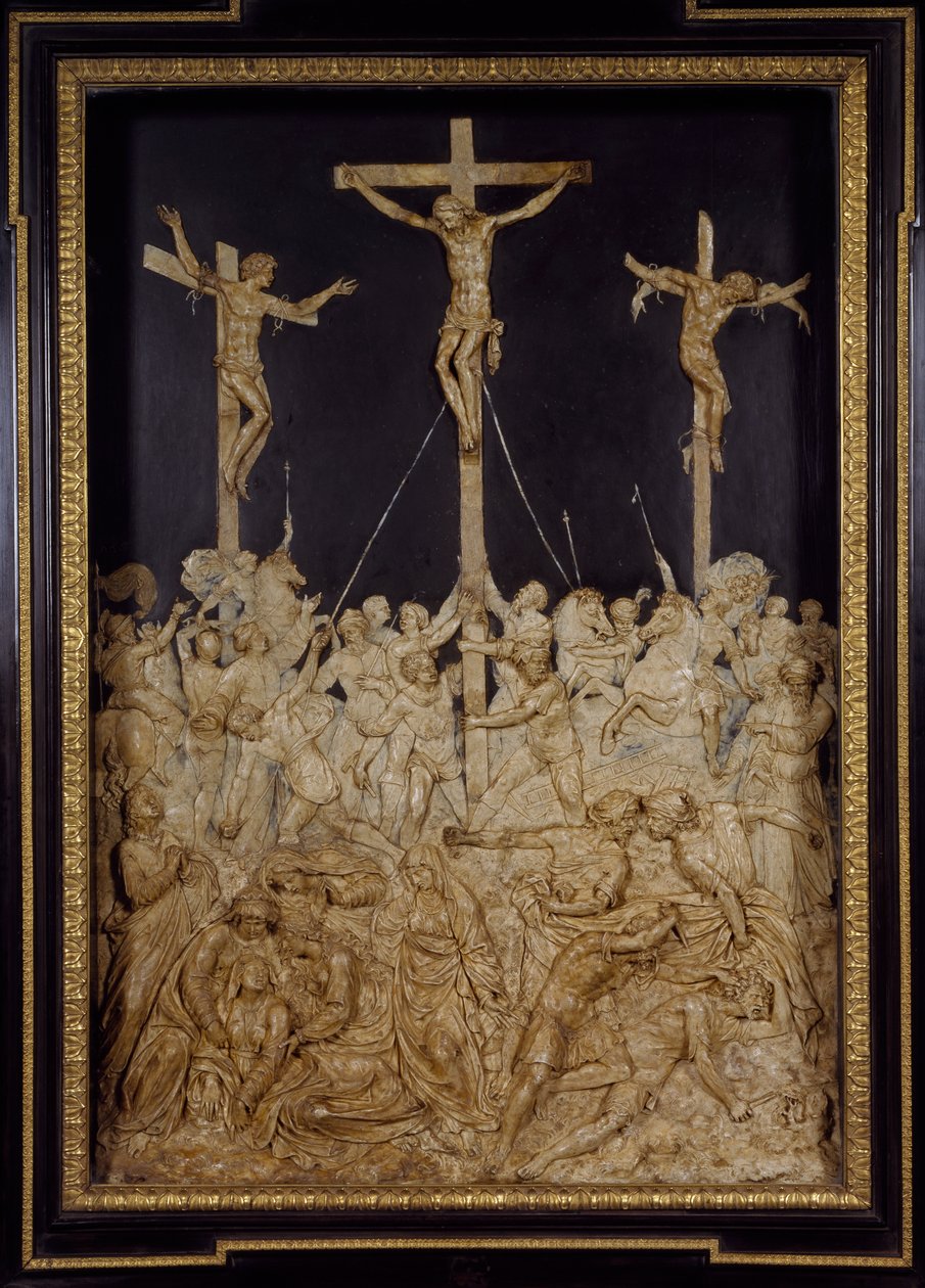 Crucifixion, attributed to Guglielmo della Porta, wax relief, Italy by Guglielmo della Porta