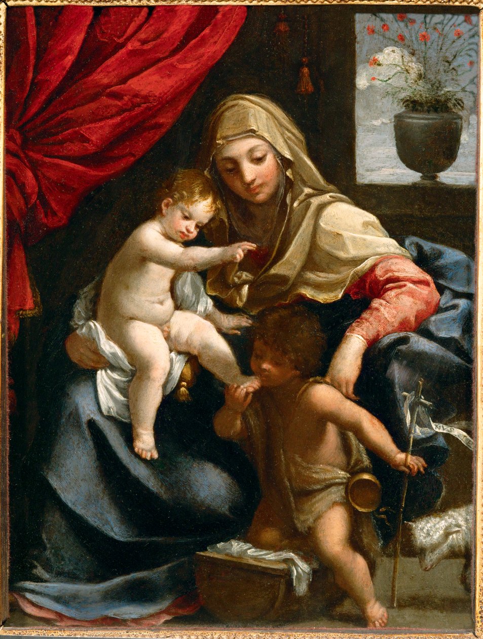The Virgin, Baby Jesus and Saint John the Baptist by Guido (follower of) Reni