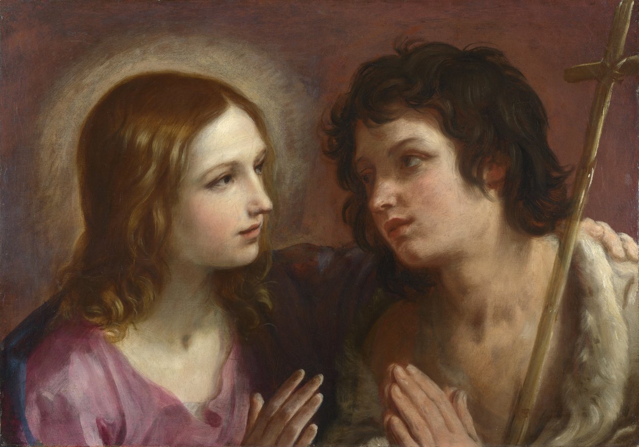 Christ Embracing Saint John the Baptist, c. 1640 by Guido Reni