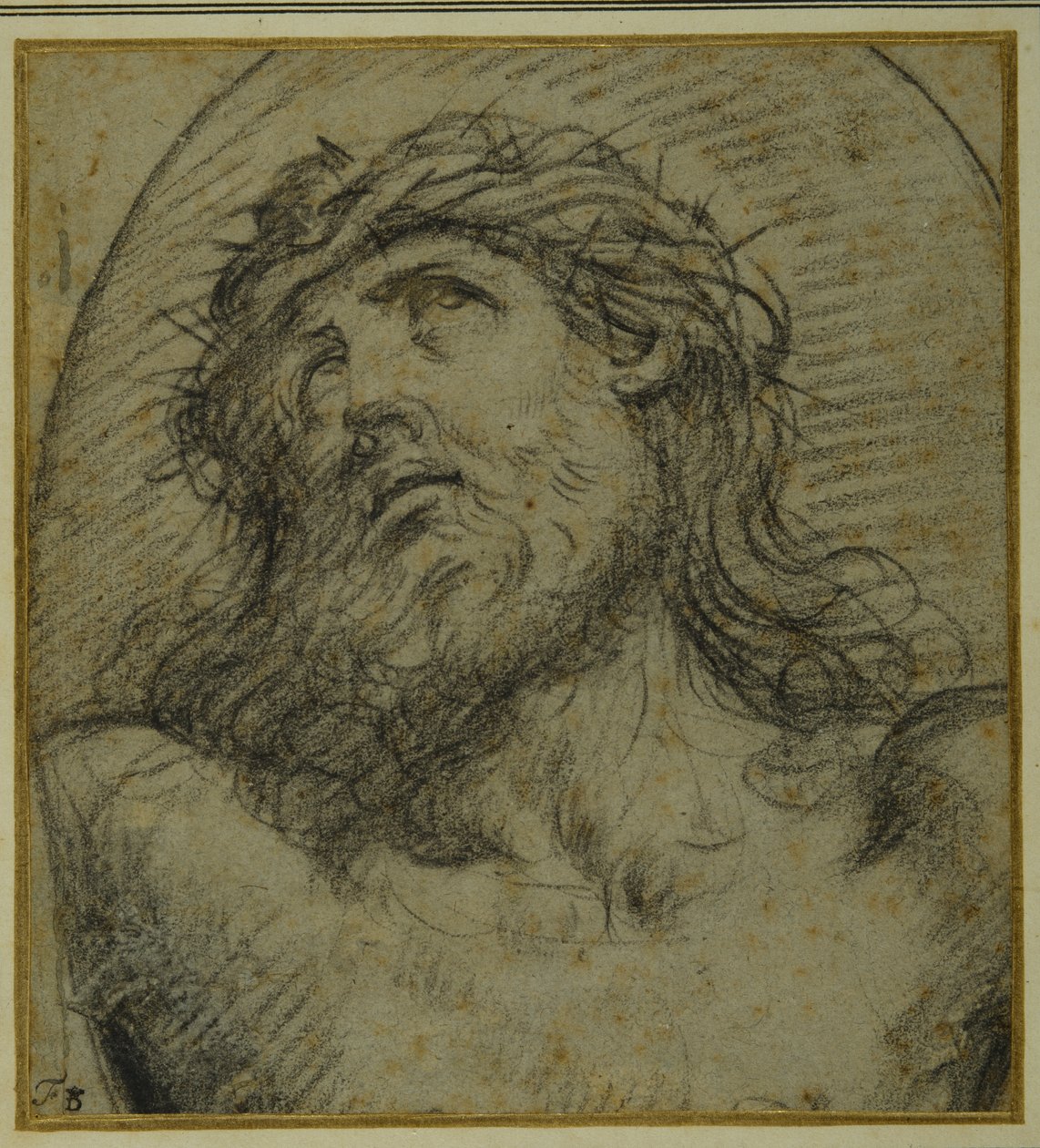 Head and shoulders of the living Christ crucified by Guido Reni