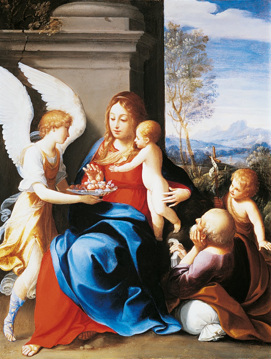 Holy Family served by angels by Guido Reni