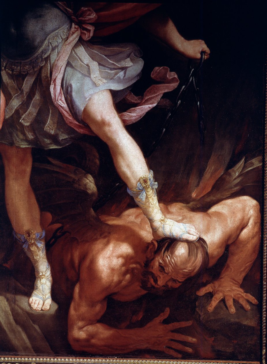 Saint Michael crushes the head of the demon (detail) by Guido Reni