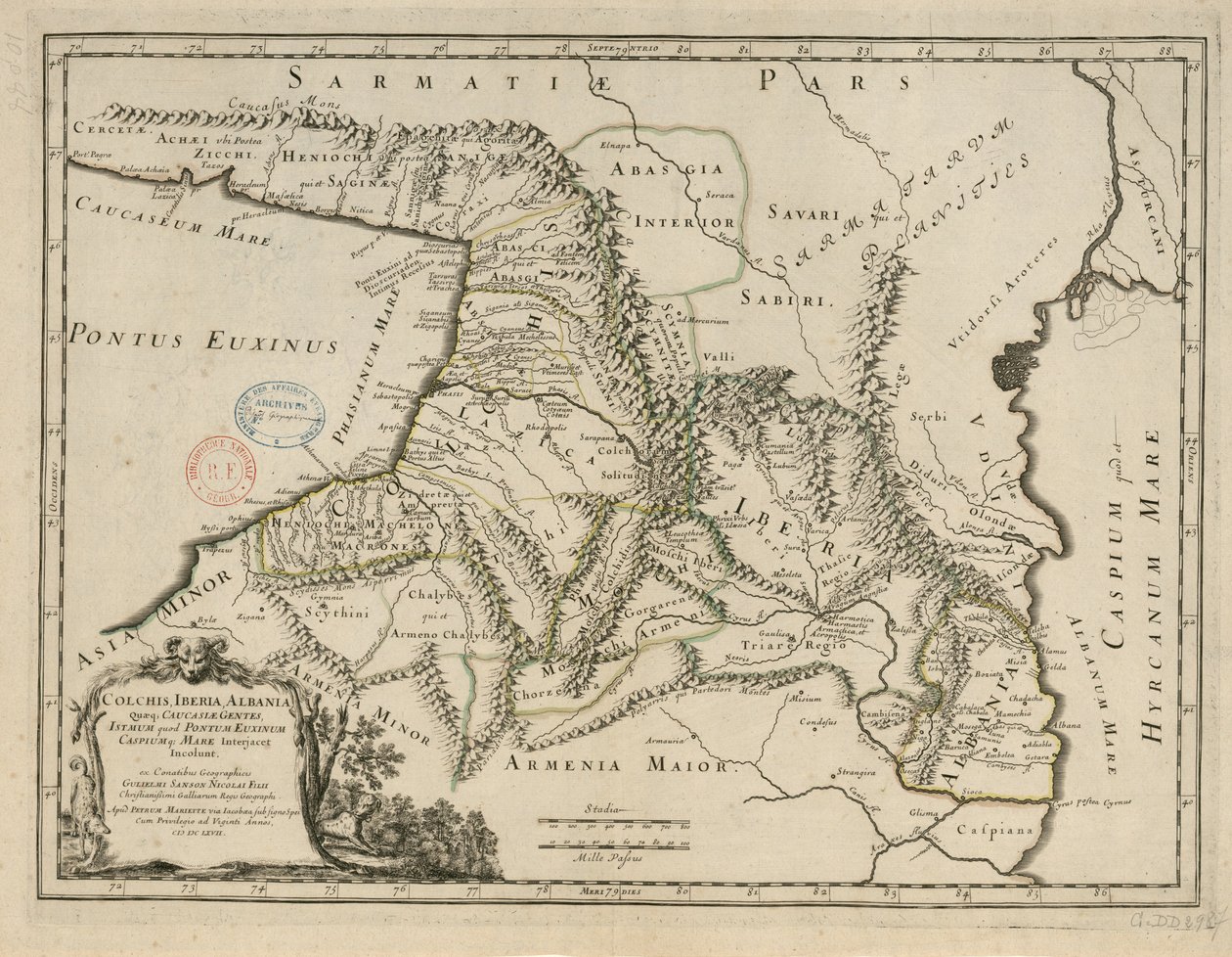 Colchis, Iberia, Albania and Caucasian Tribes by Guillaume Sanson