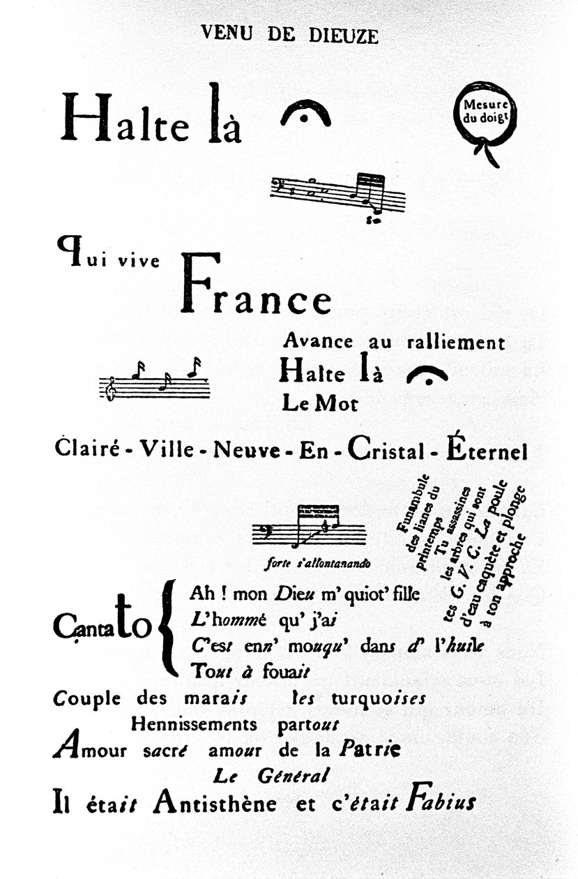 Calligram (rebus) by Guillaume Apollinaire: 