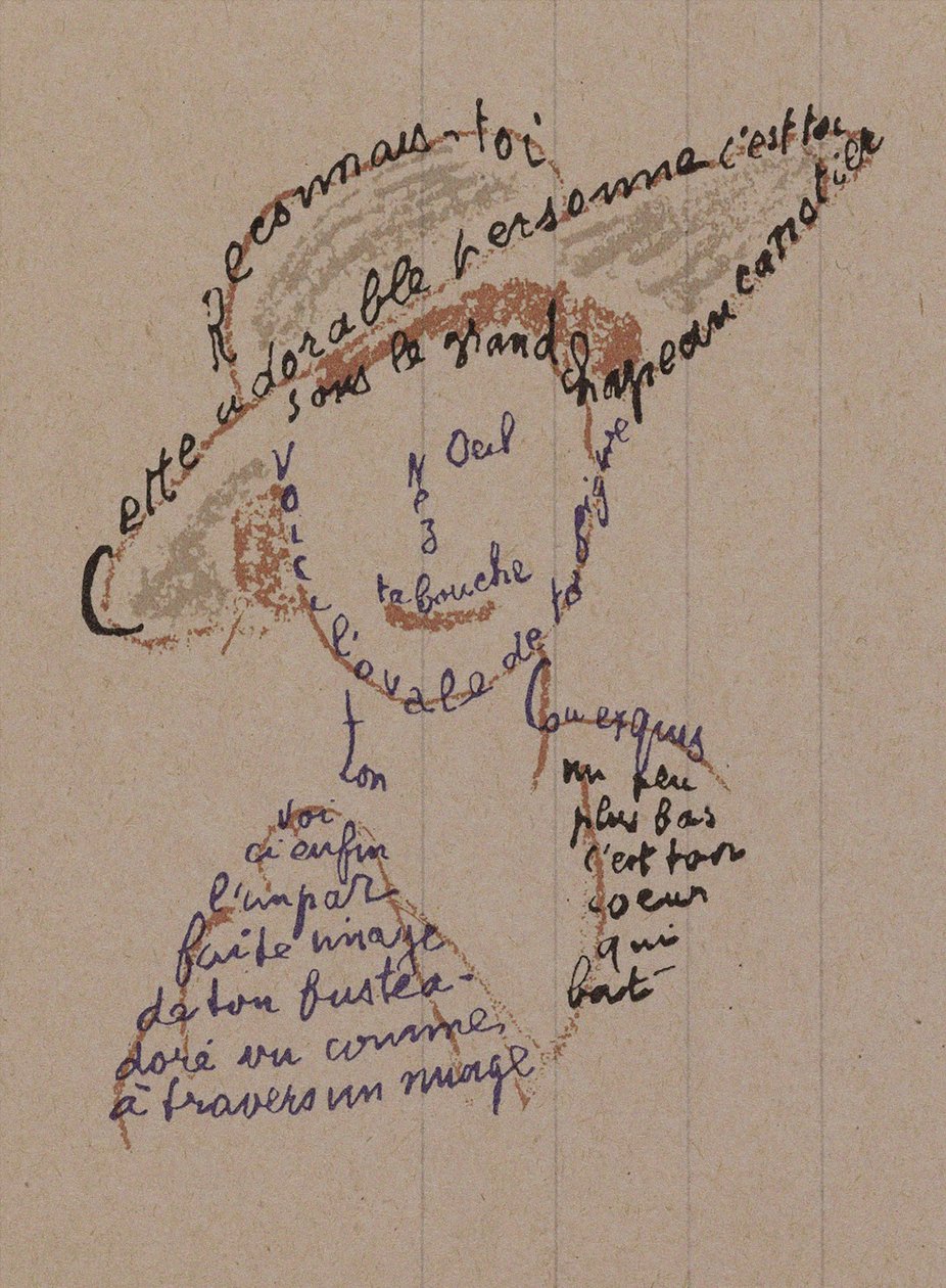 Calligram "Recognize Yourself" for Coco Chanel, c. 1918 by Guillaume Apollinaire