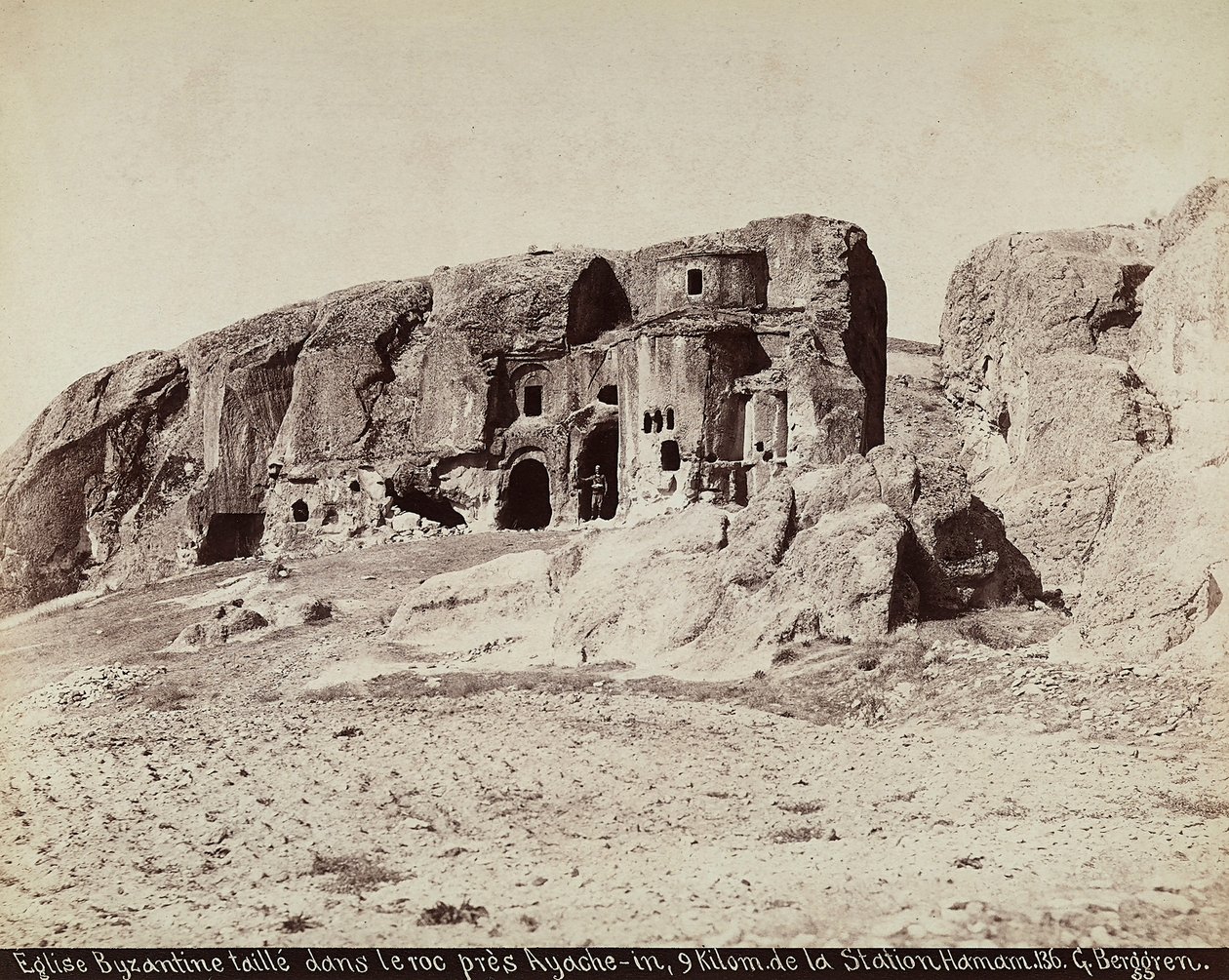 A Byzantine church carved into the rock, located near Ayache-in, on the outskirts on the Hamam Station, Turkey by Guillaume Berggren
