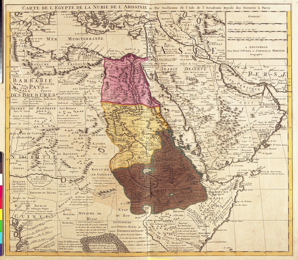 Map of Egypt, Nubia (Sudan) and Abyssinia (Ethiopia) by Guillaume Delisle