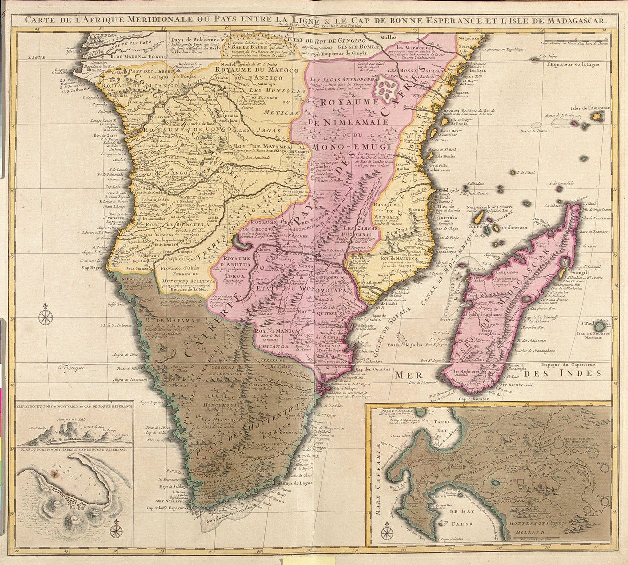 Map of Meridional Africa with the island of Madagascar