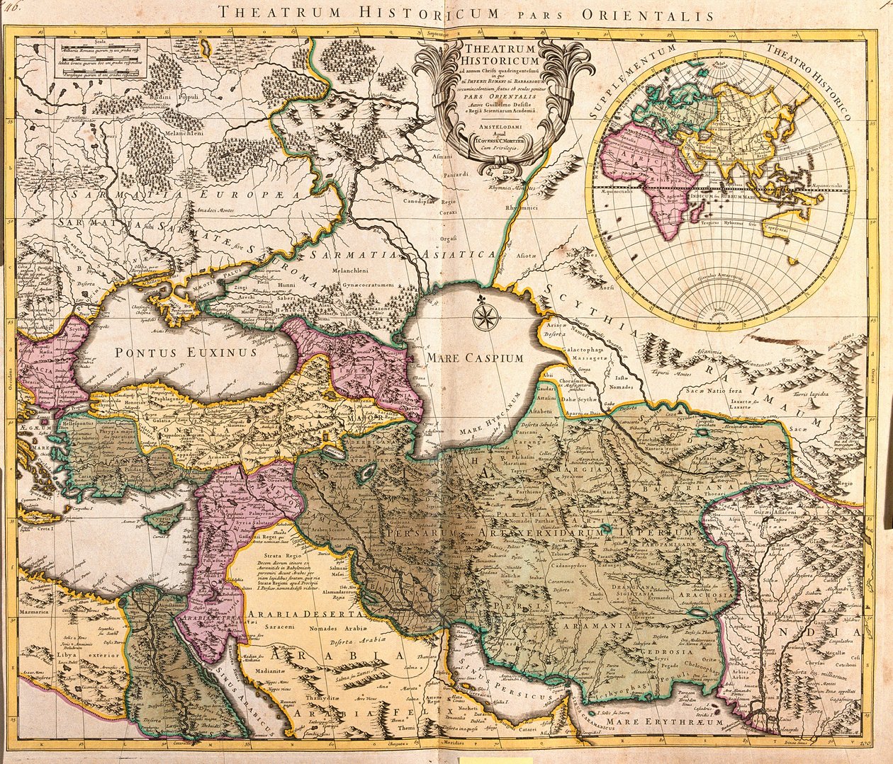 Map of neighboring countries of the Caspian Sea (Russia, Armenia, Persia, Kazakhstan, Turkmenistan) by Guillaume Delisle