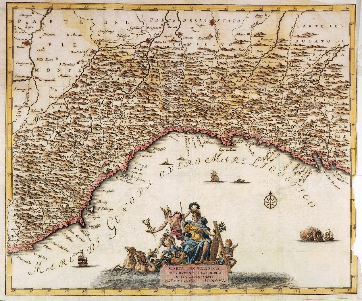 Republic of Genoa, Map from The Present State of the World by Guillaume Delisle