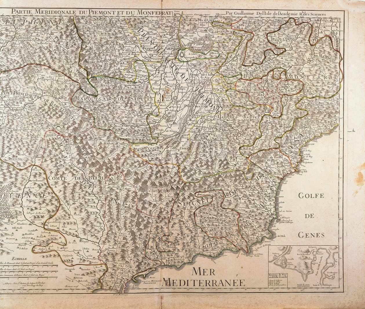 Southern Piedmont Region, Monferrato and Western Liguria Region. Map by Guillaume de l
