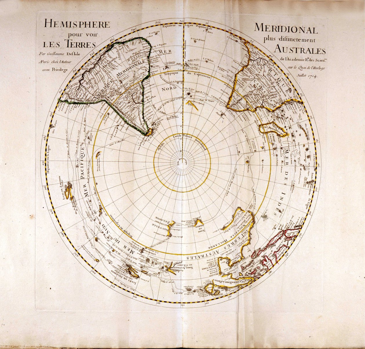 View of the South (Antarctic) Pole (Atlas by Guillaume Delisle) by Guillaume Delisle