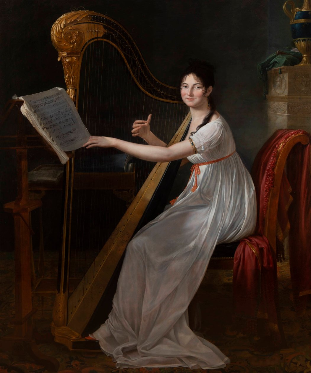 Portrait of Adèle Papin Playing the Harp by Guillaume Guillon Lethière