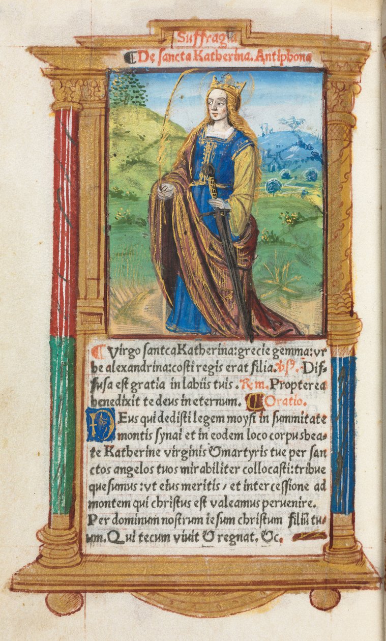 Printed Book of Hours (Use of Rome): fol. 109v, St. Catherine by Guillaume Le Rouge