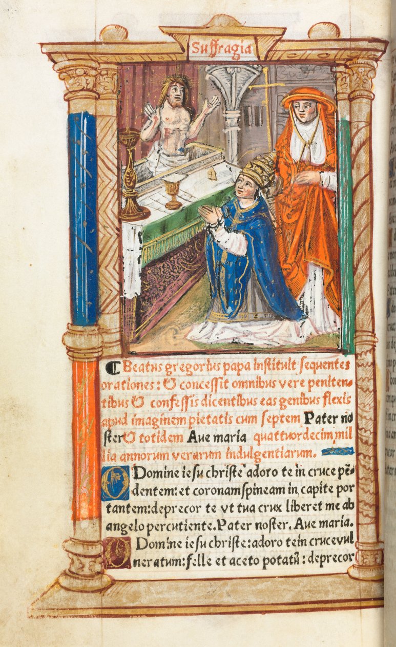 Printed Book of Hours (Use of Rome): fol. 96v, Mass of St. Gregory by Guillaume Le Rouge