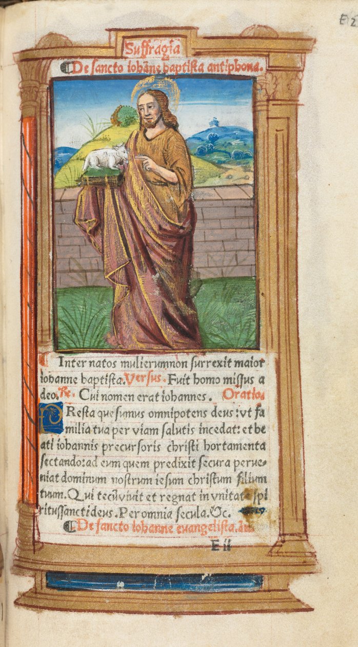 Printed Book of Hours (Use of Rome): fol. 98r, St. John the Baptist by Guillaume Le Rouge