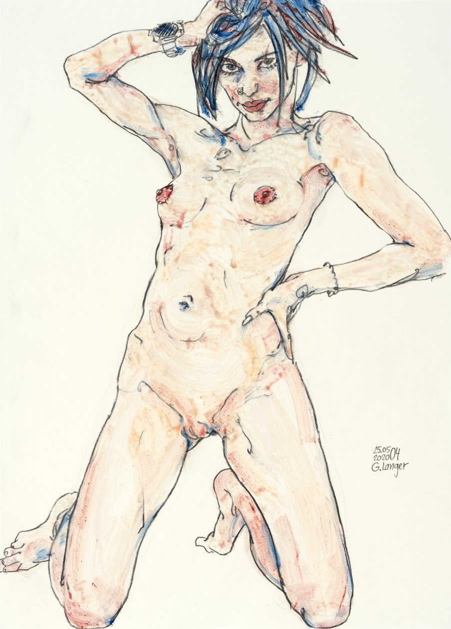 Kneeling Nude, Unique Encounter by Gunter Langer