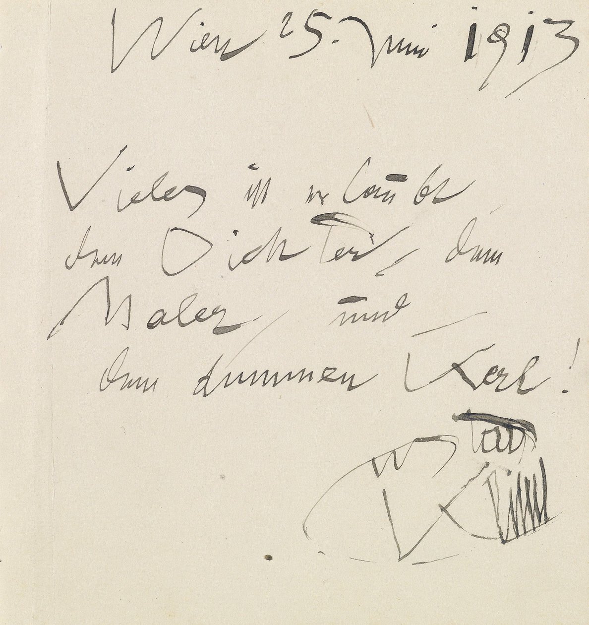 Album Page with Handwritten Aphorism and Signature by Gustav Klimt