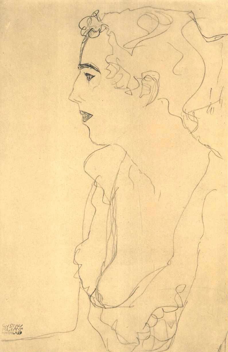 Bust in Profile Facing Left by Gustav Klimt