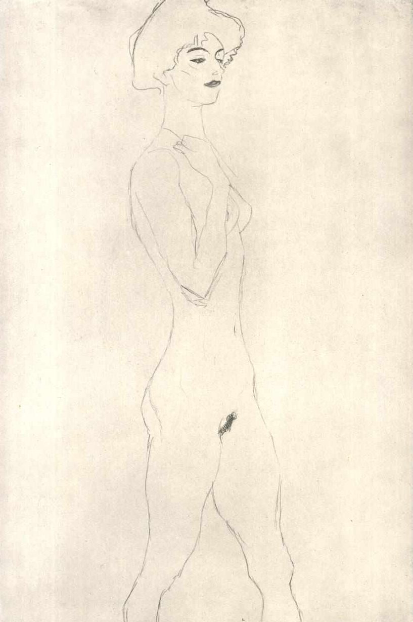 Walking Woman with Red Lips by Gustav Klimt