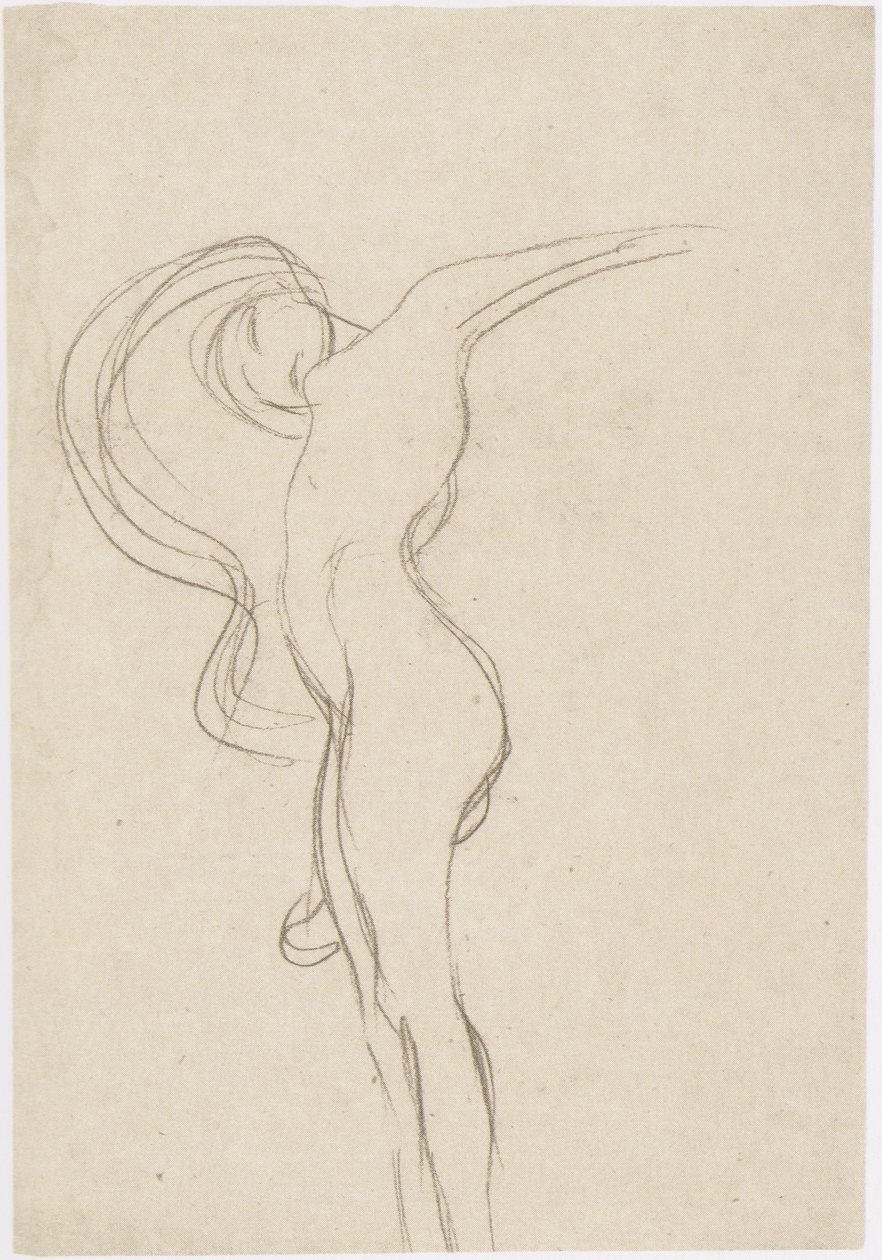 Floating Woman with Body in Profile by Gustav Klimt