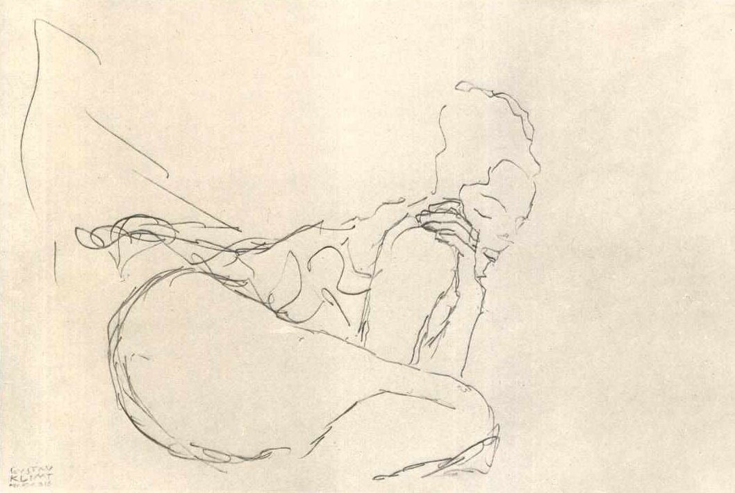 Seated Half-Nude Facing Right by Gustav Klimt