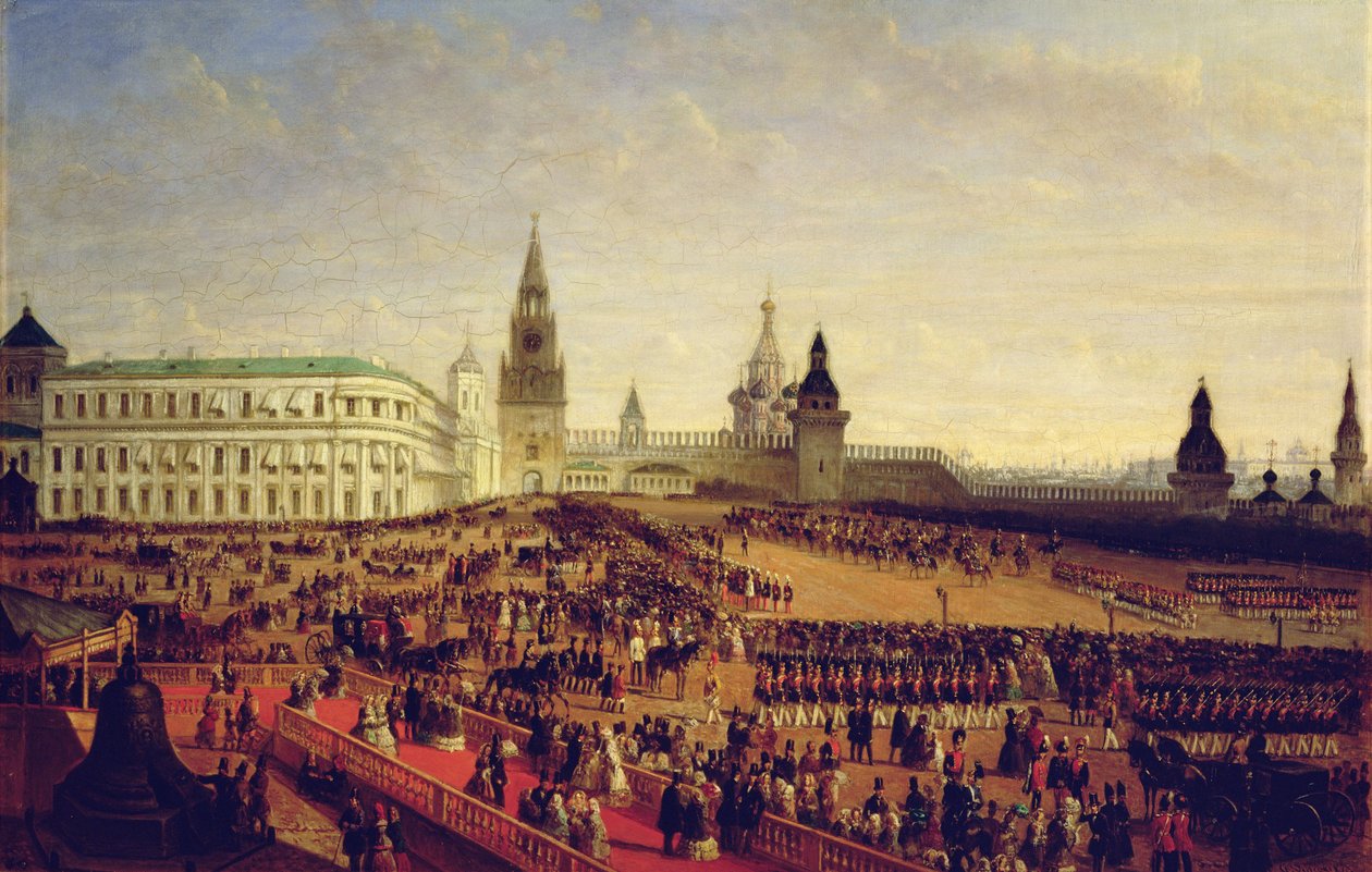 Military Parade during the Coronation of Alexander II in the Moscow Kremlin on the 18th February 1855 by Gustav Schwarz