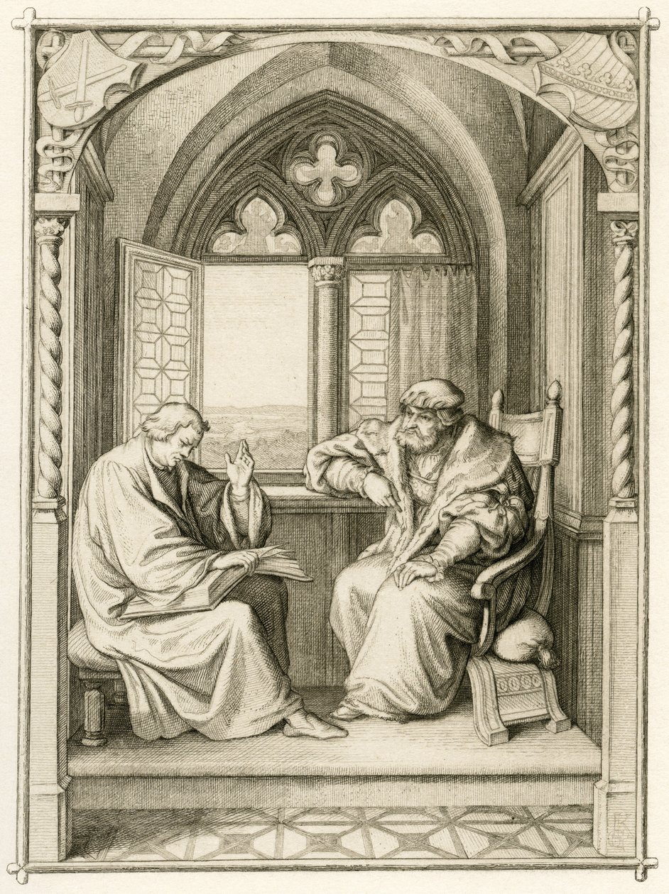 Luther Reading to the Elector Johann dem Bestaendigen (Jean I de Saxe) by Gustav Ferdinand Leopold Konig